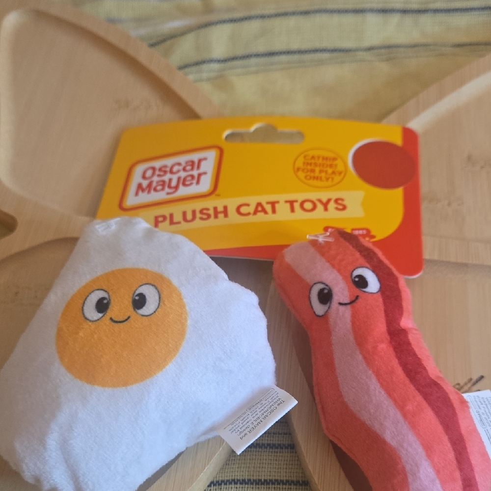 Oscar Mayer Plush Cat Toys - White and Pink
